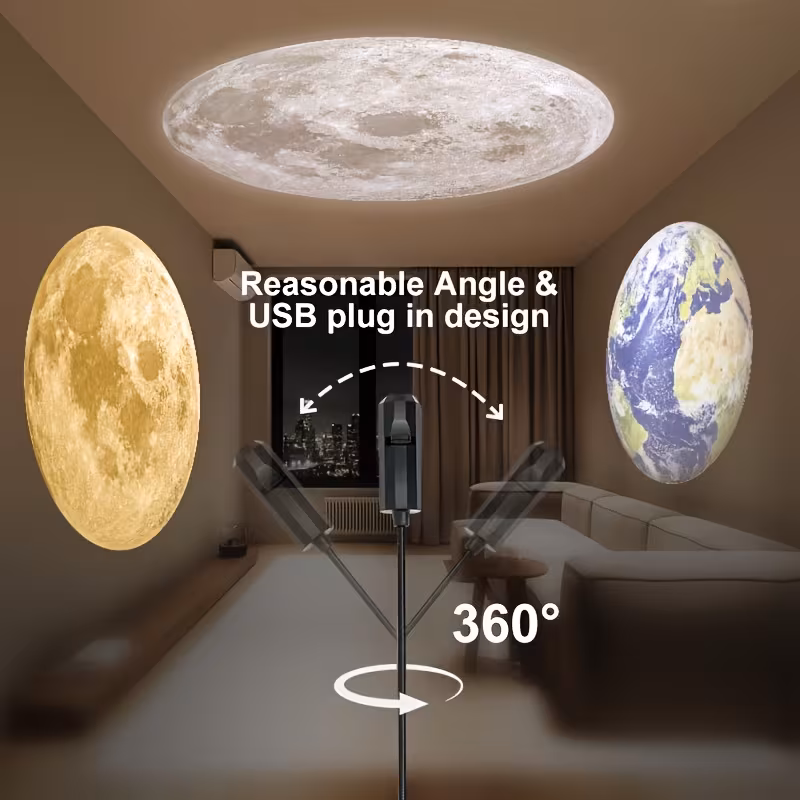 1pc projector lamp with 6 10 planets and nebula slides usb powered 360 rotating led night light projects earth mars jupiter solar system moon creative bedroom ambient light birthday gift decor Product details 3