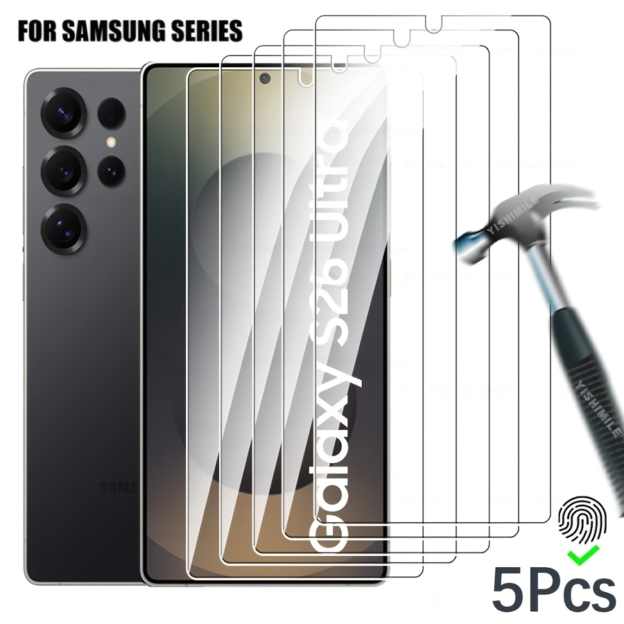 TEMU 5pcs Of Ultra Hd Tempered Glass Screen Protectors Designed For For Galaxy S22 5g, S22  5g, S23, S23 , S24, S25, S26, Plus, Ultra, S25 Edge, And