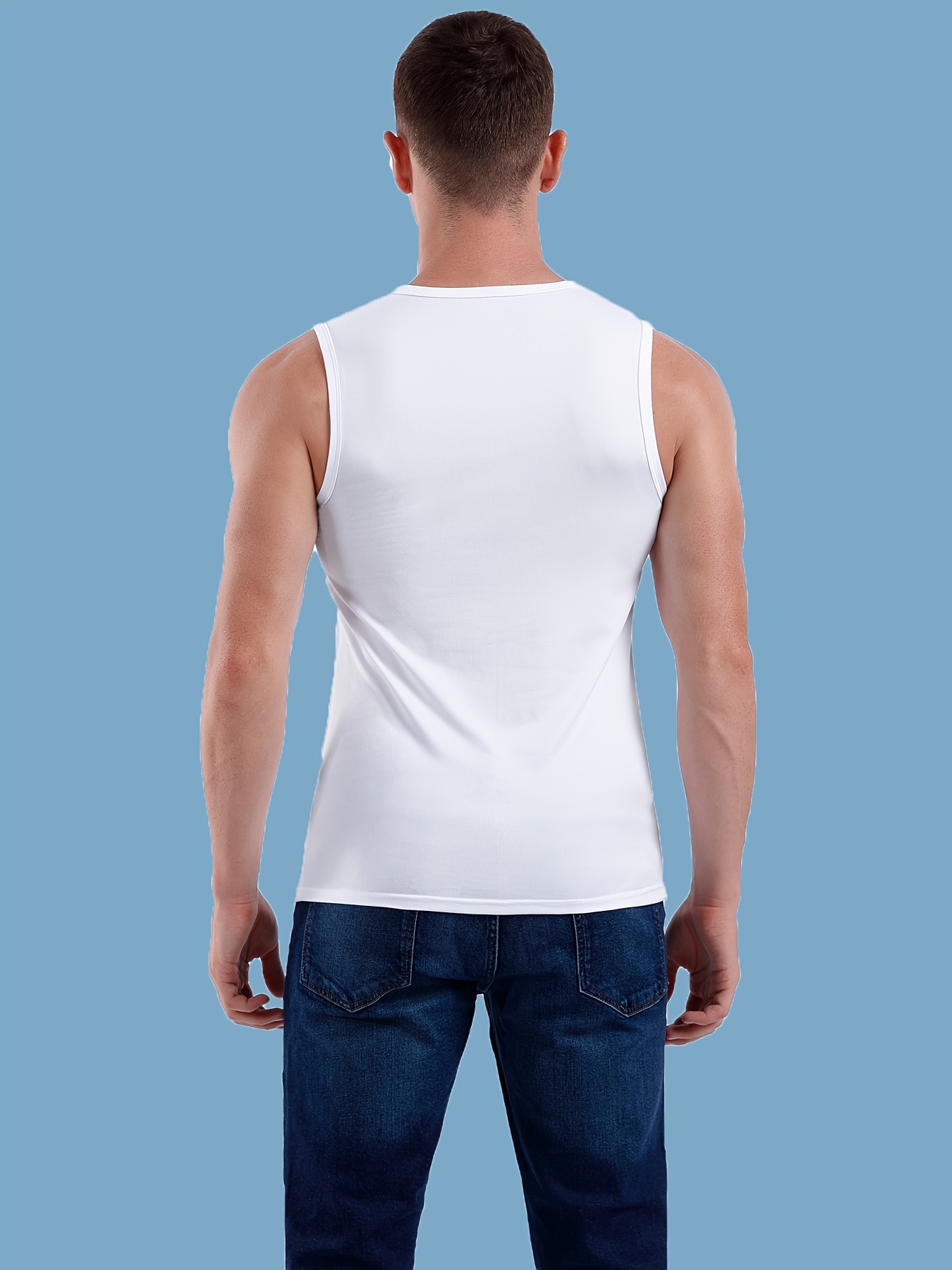 mens vests in black white sleeveless t shirts wide Temu
