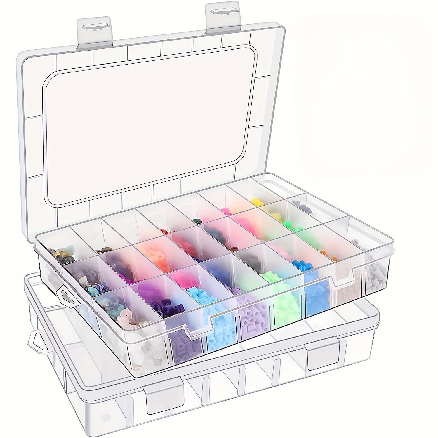 

1pc 24-grid Clear Organizer Box, Adjustable Dividers For Jewelry, Beads & Craft Storage, Dust-proof & Portable Box For Storing Beads And Jewelry