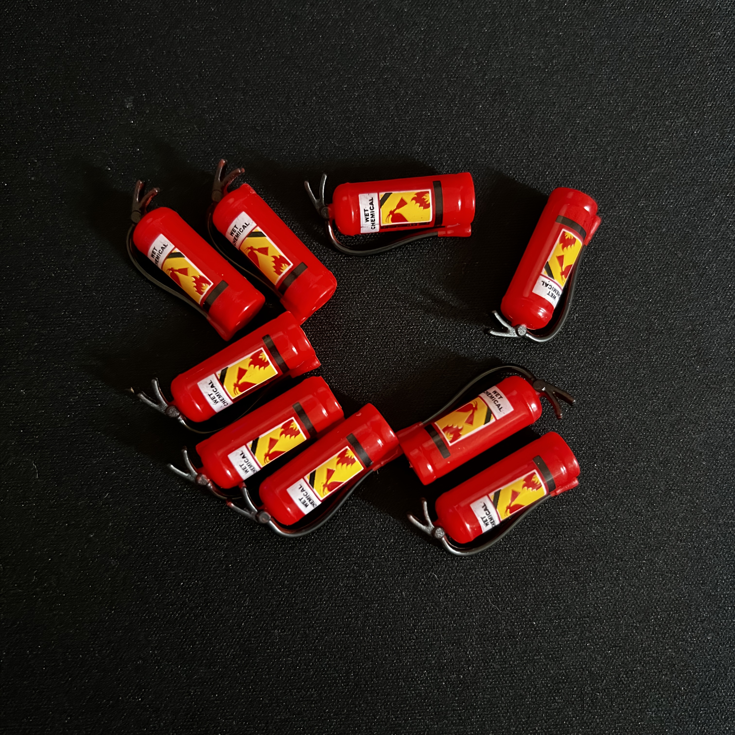 TEMU A Set Of 9pcs Mini 3d Fire Extinguisher Pendants, Cute Plastic Fire Extinguishers, Handmade Beads And Jewelry Supplies, Role-playing Props,