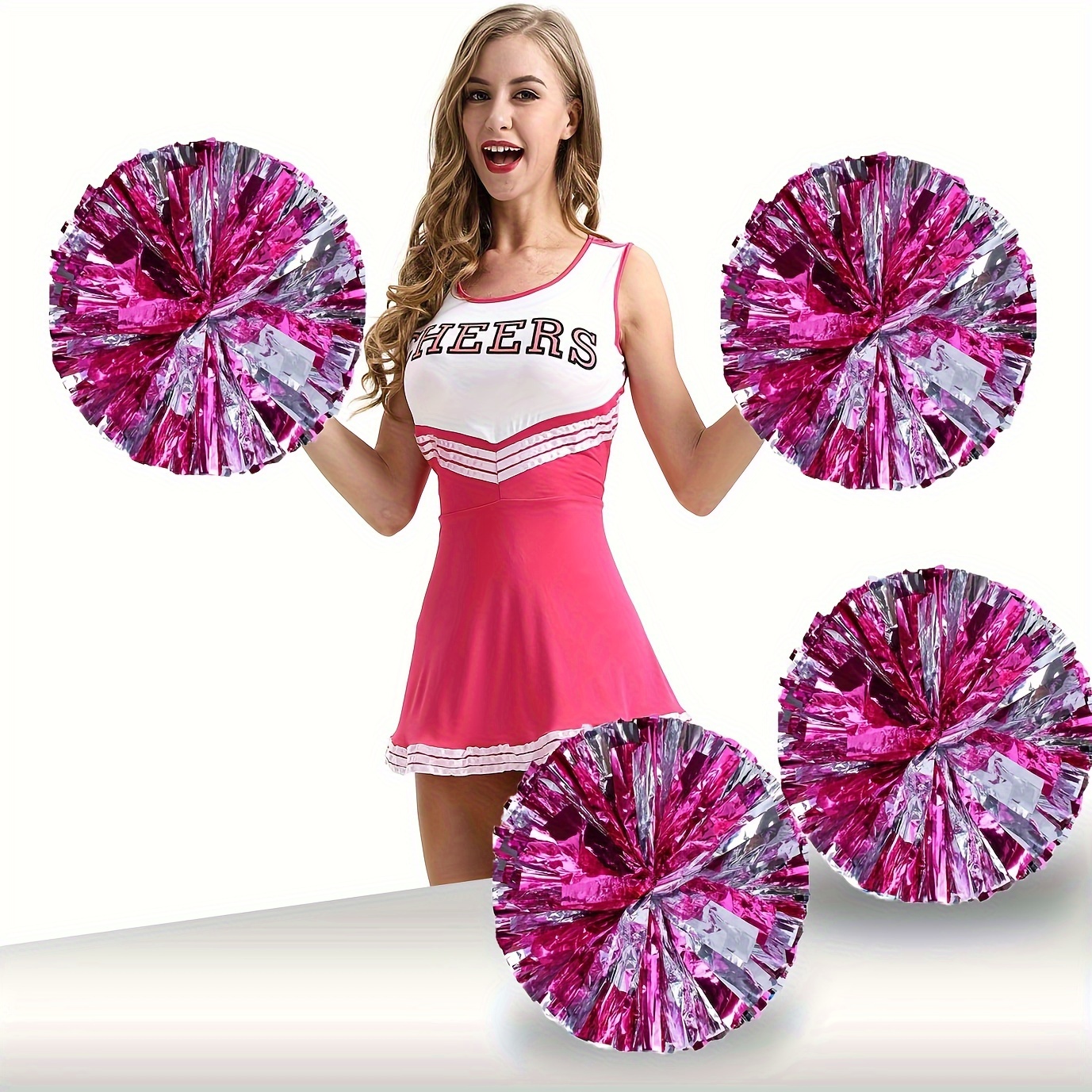 

2pcs Of Ring Style Mixed Silvery Pom Pom Ball Dance Cheerleading Sports Flower Ball