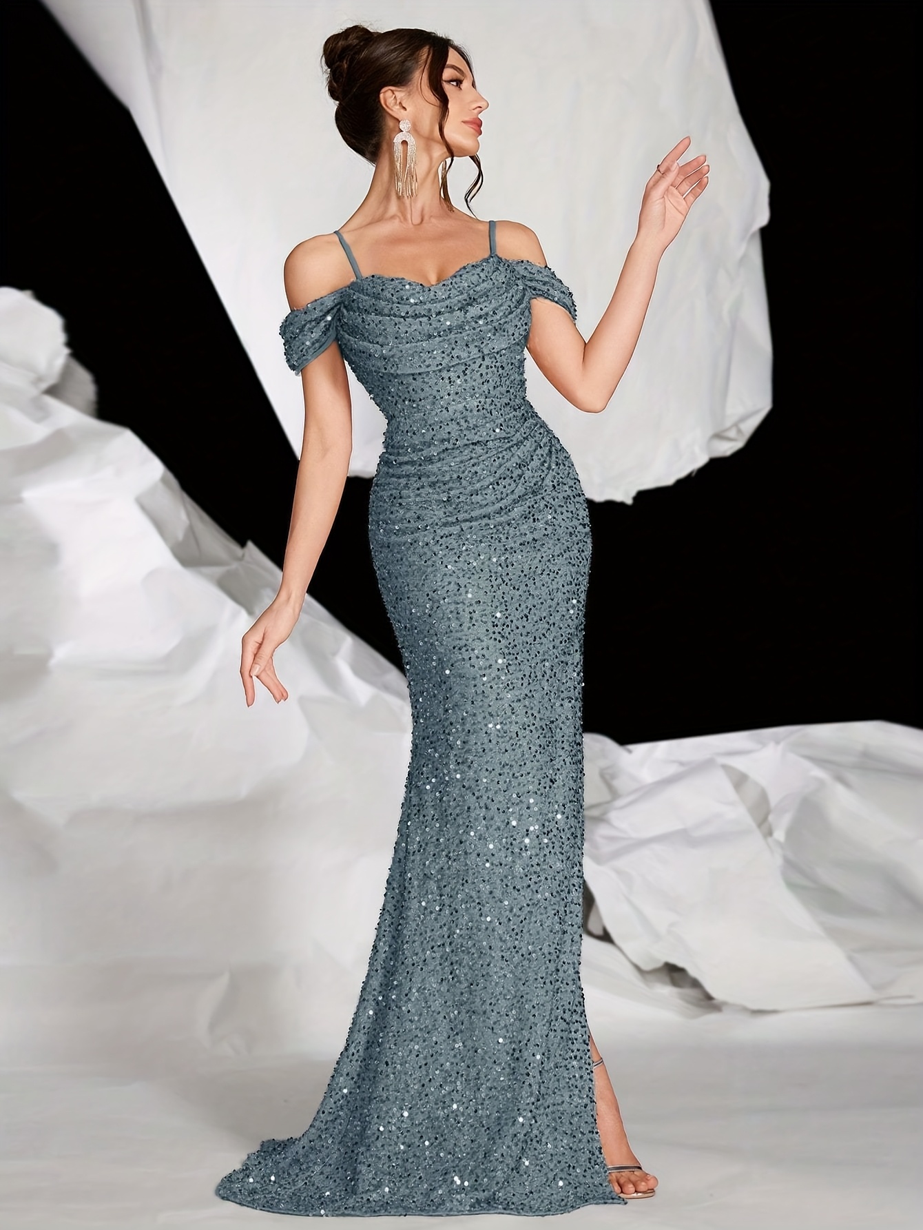 how to dress for evening party Chic A-line Sweetheart Sparkly Long Prom Dresses Cheap Evening Dress P –  bridalsew main image 0