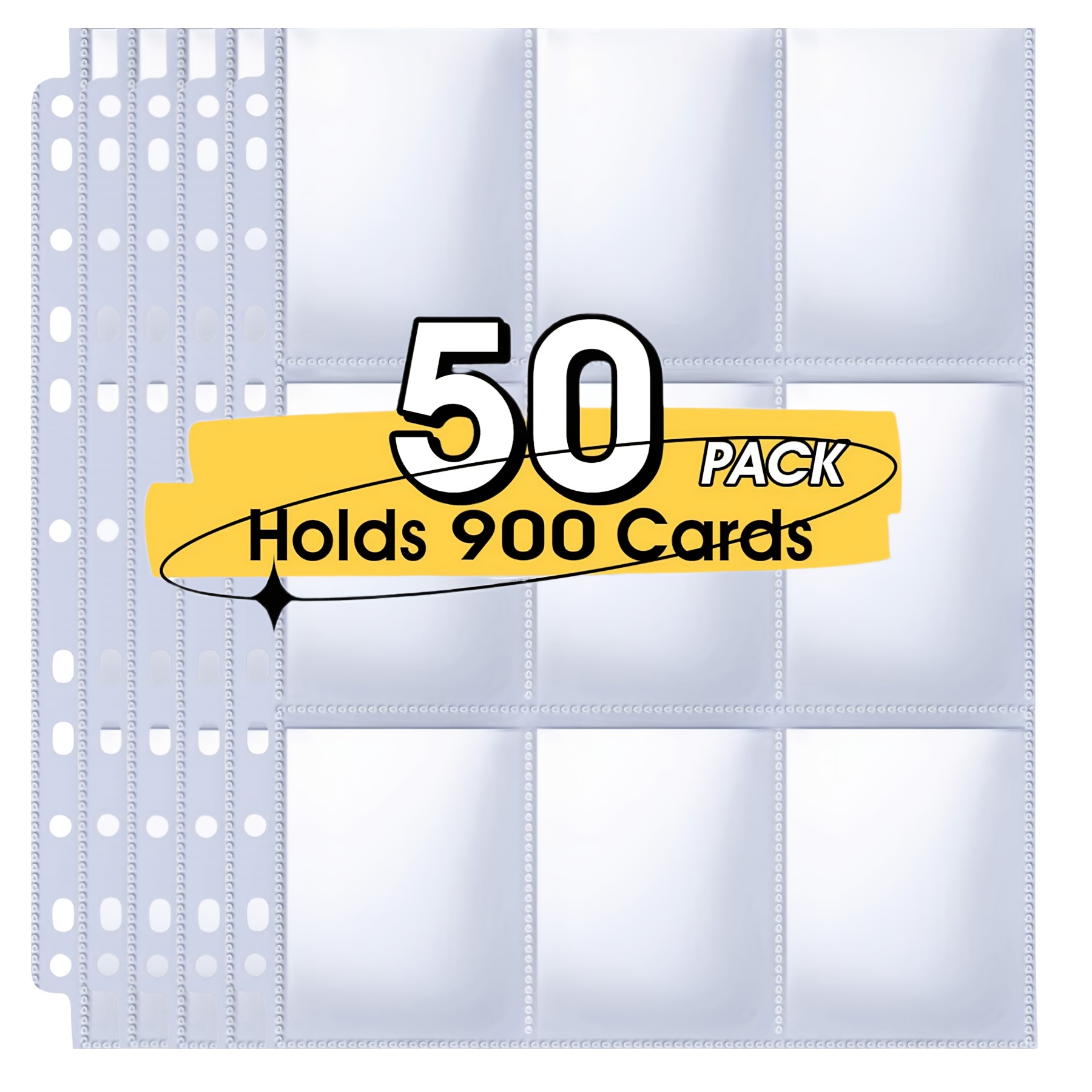 

Premium Trading Card Sleeve Pages - Holds 900 Cards, 50 Sheets With 9-, Fits Standard 3-ring Binders, Pp Material