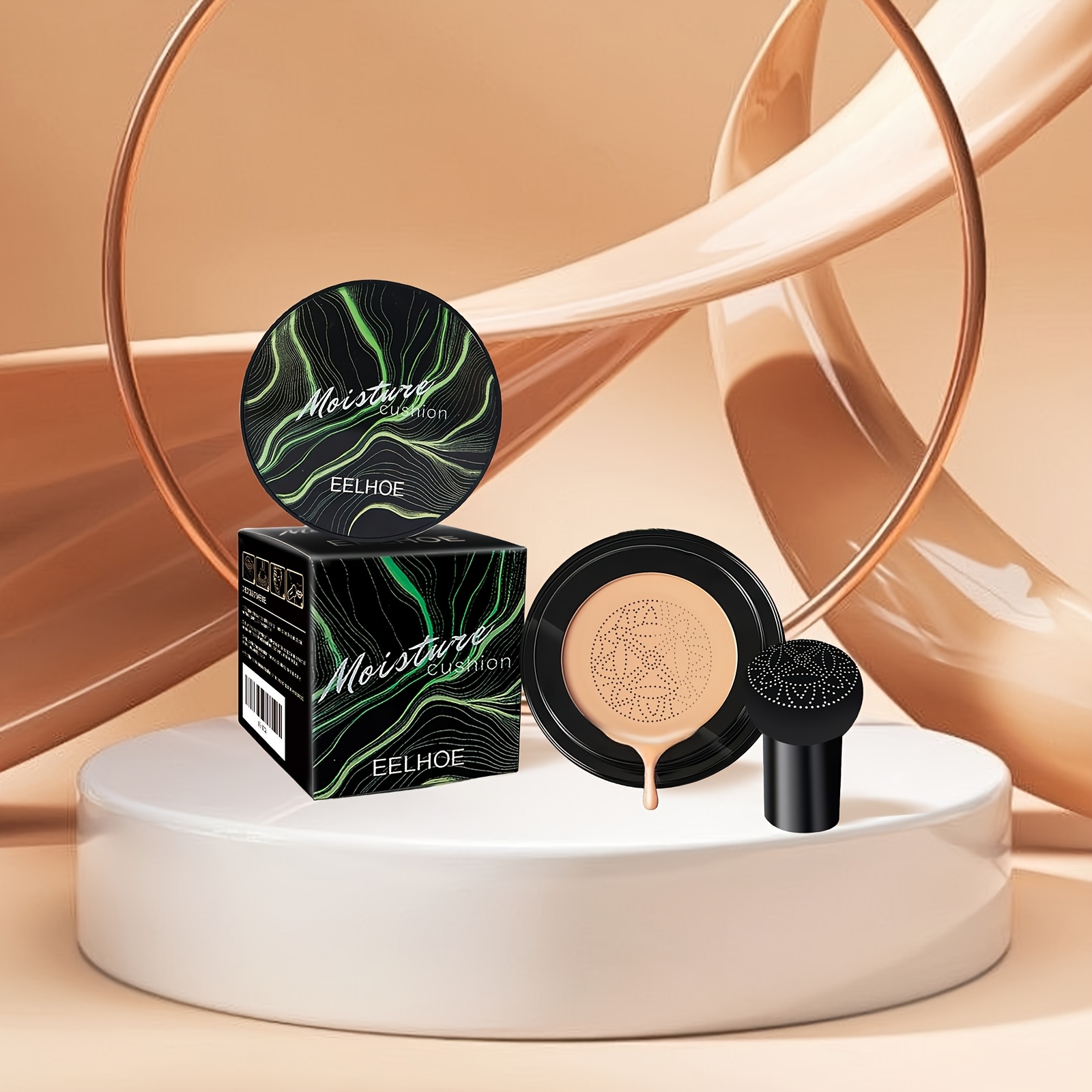 2pcs Mushroom Head Sponge BB Cream Foundation, Full Coverage, Long-lasting Moisturizing, Concealing Base Makeup, Waterproof Makeup Base Facial Makeup, Creating Natural Base Makeup, Christmas/Birthday/Valentine'S Day Gift For Women - Dark Brown Color