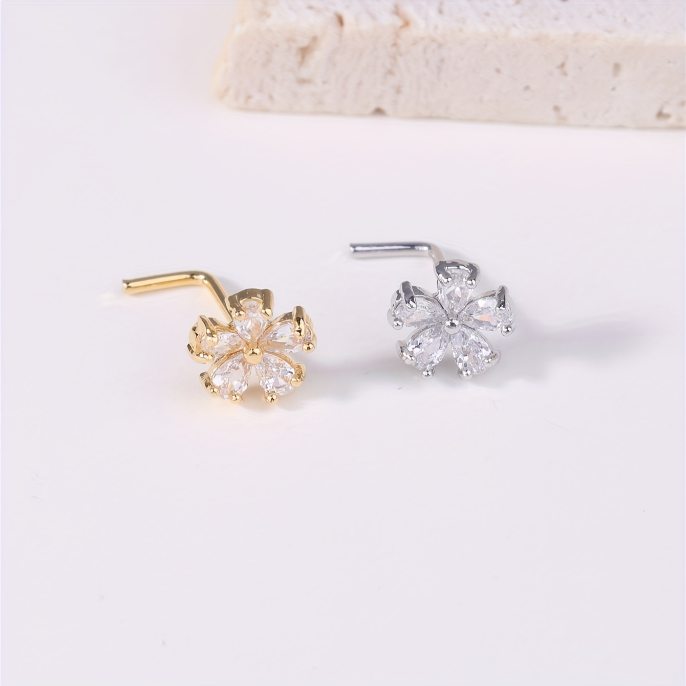 Women's Flower Nose Rings Studs, Hypoallergenic Jewelry