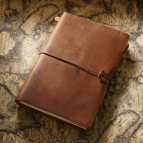 vintage genuine leather travelers notebook handmade retro notebook with magnetic closure sketch section and pen loop journaling planning and sketching notebooks for school