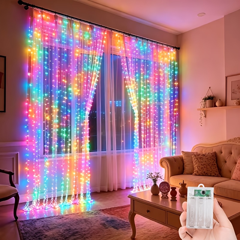 TEMU 1 pièce Guirlande Lumineuse | Rideau Lumineux de de 300/200 LED Coloré | de , 8 Modes Clignotants, Guirlande Lumineuse de Noël, Convient pour