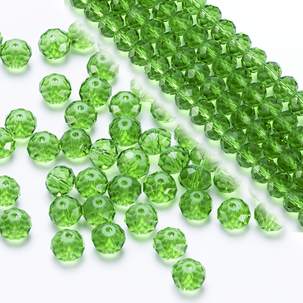 200/150/100pcs Of Green Imitation Crystal Glass Beads, Flat Beads, Wheel Beads, Spacer Beads, Decorative Beads For Handmade Jewelry Accessories For Bracelets And Necklaces.
