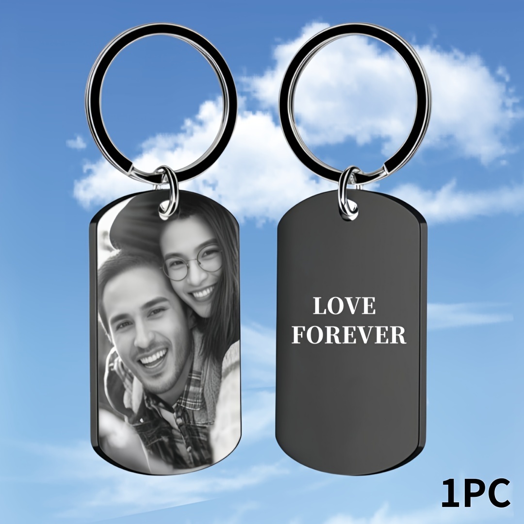 

1pc Men's Picture Custom Personalized Gift, Customized Keychain With Photo, Laser Engraved Photo, Gift For Dad, Boyfriend