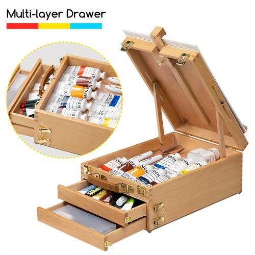 adjustable tabletop easel made of solid wood artists on the go this travel easel is suitable for painting and serves as a wooden for art storage box for adults and beginners
