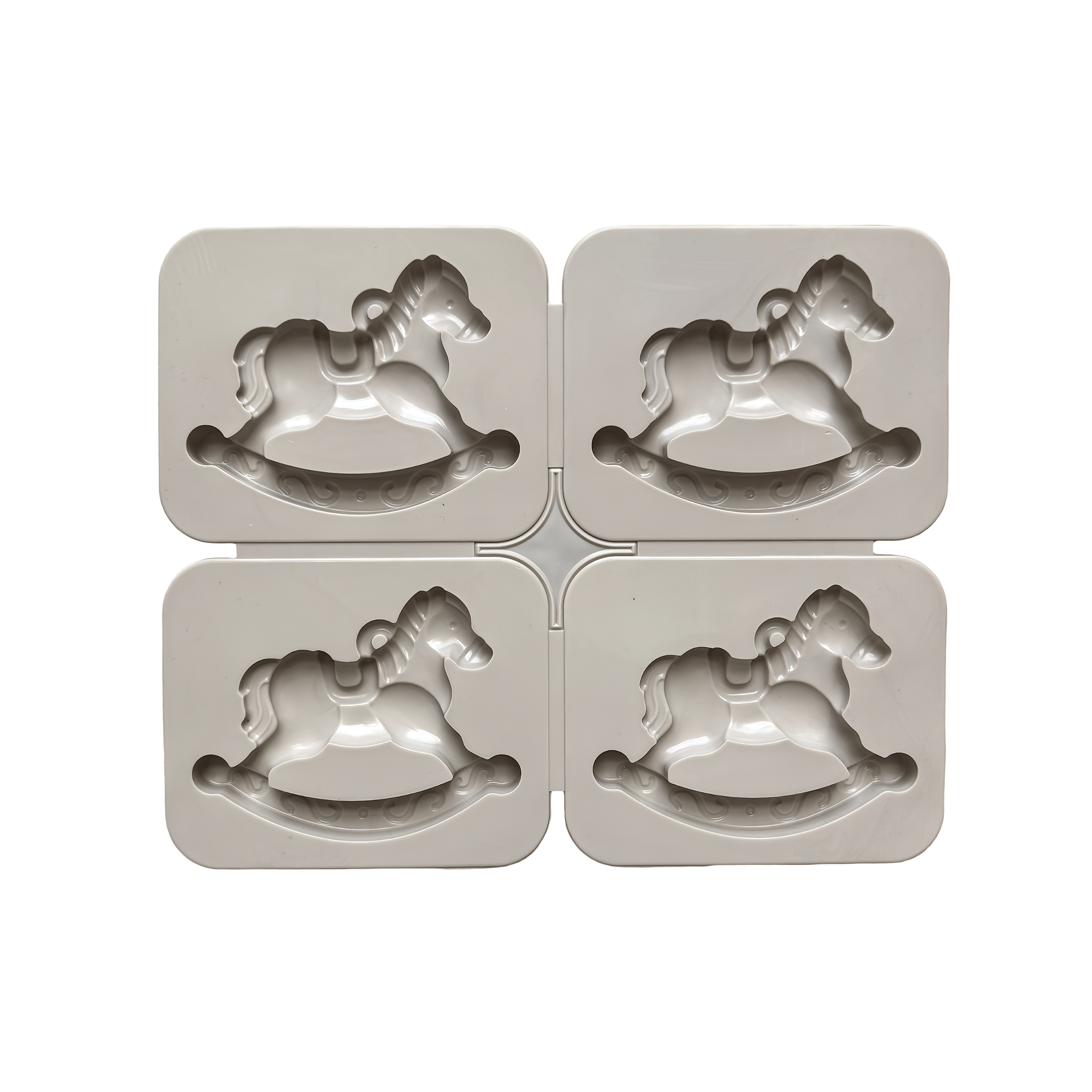 TEMU 1pc 4-hole Wooden Horse-shaped Scent Diffuser Tag Silicone Mold Gypsum, Drip Jewelry Pendant Detachable Soap Making Scented Wax Tablet Mold