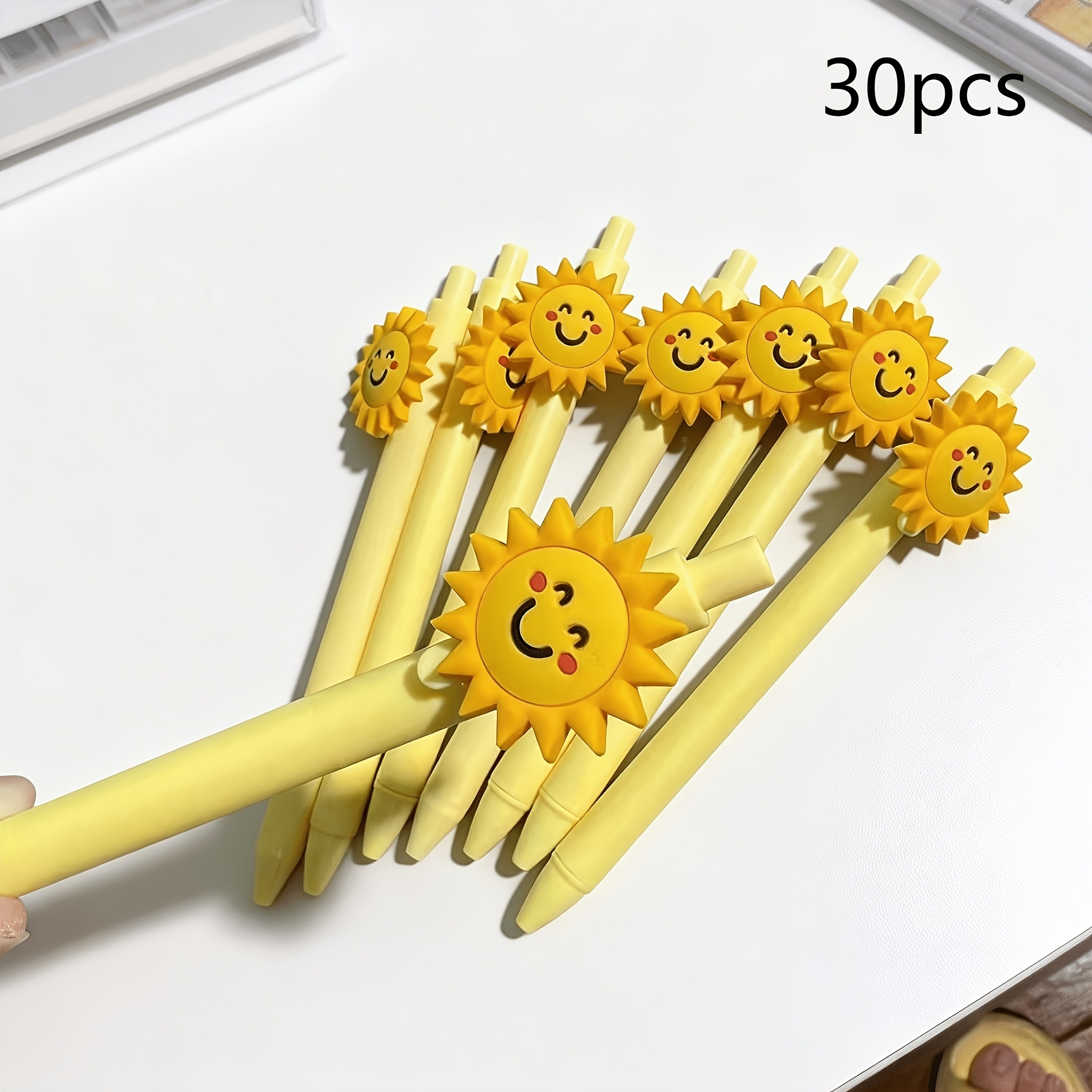 TEMU 15/ pezzi di penne con patch in PVC a tema sole cartone animato, adatte per la scuola, l'ufficio, il journaling e come regalo, penne con patch a