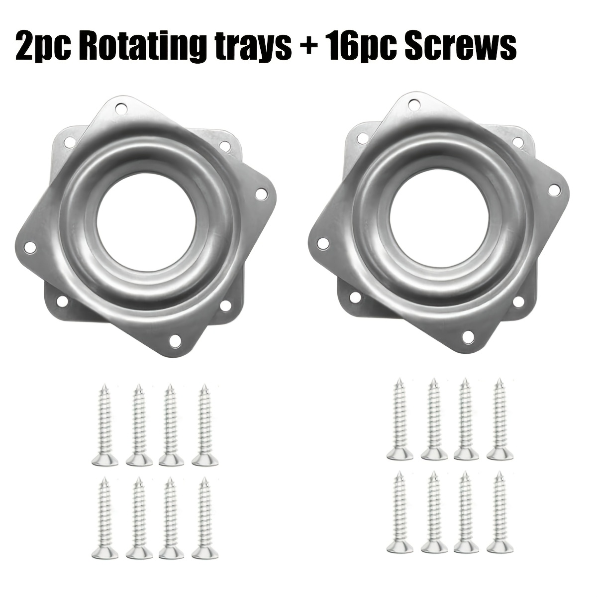 TEMU 18pcs Swivel (2 Trays + 16 Screws), Square Swivel Bearing Plate, Sturdy And Durable, Tray, Suitable For Trays, Kitchen Storage Racks, Shelves,