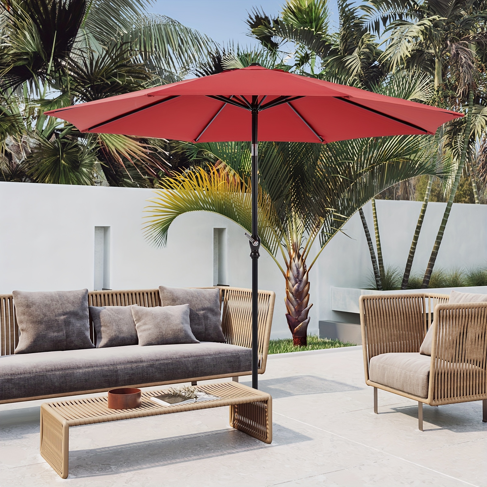 9ft Patio Umbrella, Outdoor Pool Umbrella, 9ft Camping Umbrella, Waterproof Table Umbrella