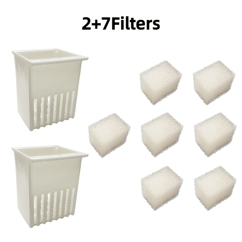 TEMU 7/9pcs Cat Water Fountain Filter Replacement Set - Sponge Filter Mesh - Suitable For Most Pet Water Fountains, Compatible With Most Pet Water