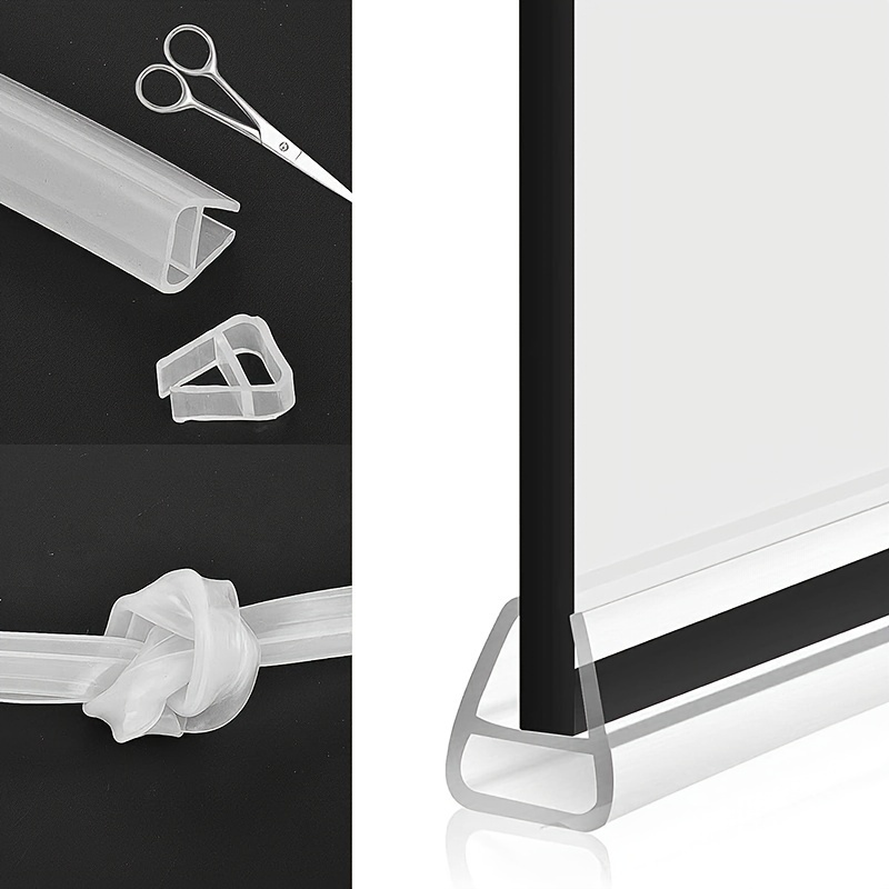 Leak-proof Transparent Shower Door Seal Strip - Flexible , Fits 4-6mm Thickness Frameless Glass Doors