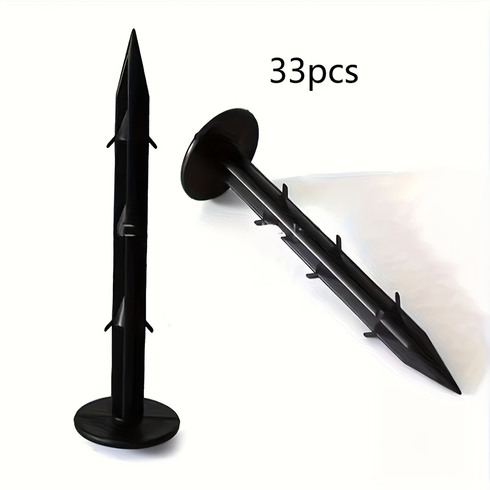 Image of 33 Durable Plastic Garden Stakes, Designed To Secure Shade Nets, Weed Cloth, And Lawn Coverings - Perfect For , Farms, Greenhouses, Additions | Tip Stakes | Sturdy Plastic Stakes