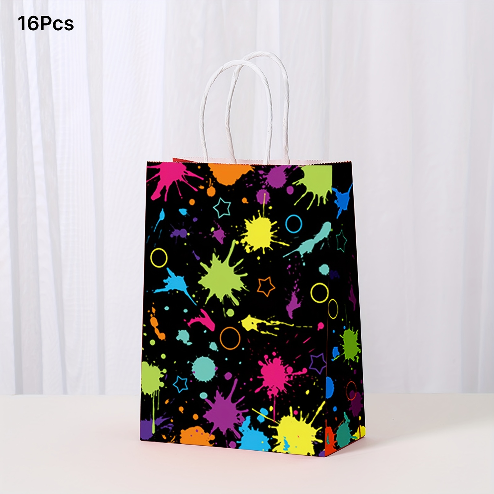 Image of Gift For Her/him 16pcs Glow Party Bags For Neon Theme Gift Bags Glow In The Dark Favor Baggies For Neon Theme Event Decoration Supplies