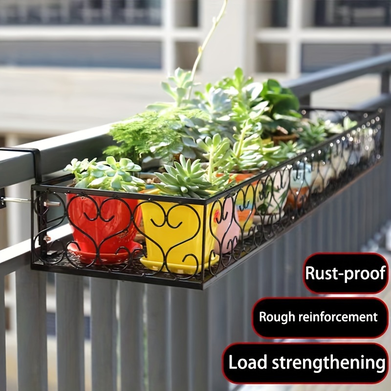 

1pc, Rust-proof Metal Balcony Planter Rack, 17.8x7.87x4.72in, European Style Hanging Rail Plant Stand, Multilayer Wall-mounted Iron Art Succulent Frame For Outdoor Garden Decor
