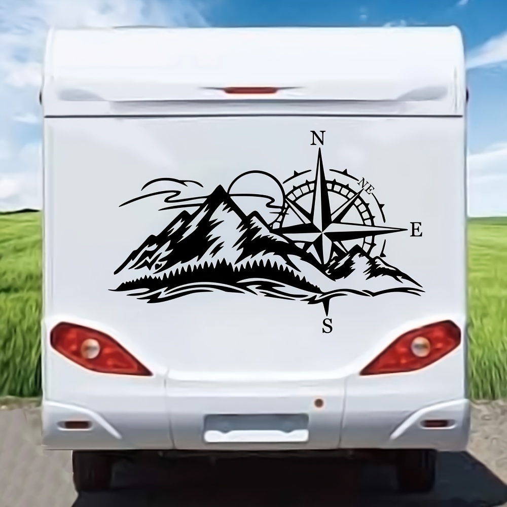 

Large Size Compass Mountain Car Vinyl Decal For Trunk, Window, And Body Waterproof Removable Sticker