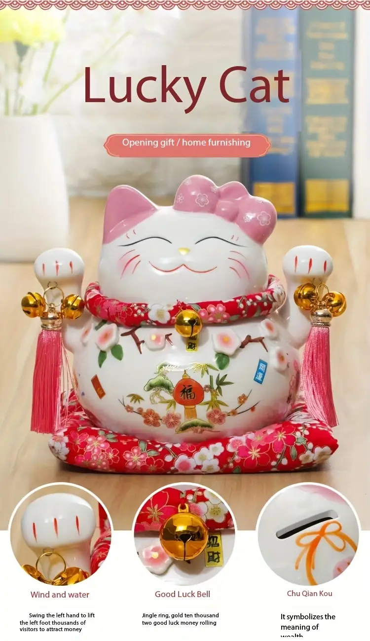 1 pieza para atraer y , flores de floreciendo, con gatos de cerámica de rosa de 7 pulgadas para atraer , adornos de matrimonio, latas de , regalos de san valentín, regalos de para detalles 0
