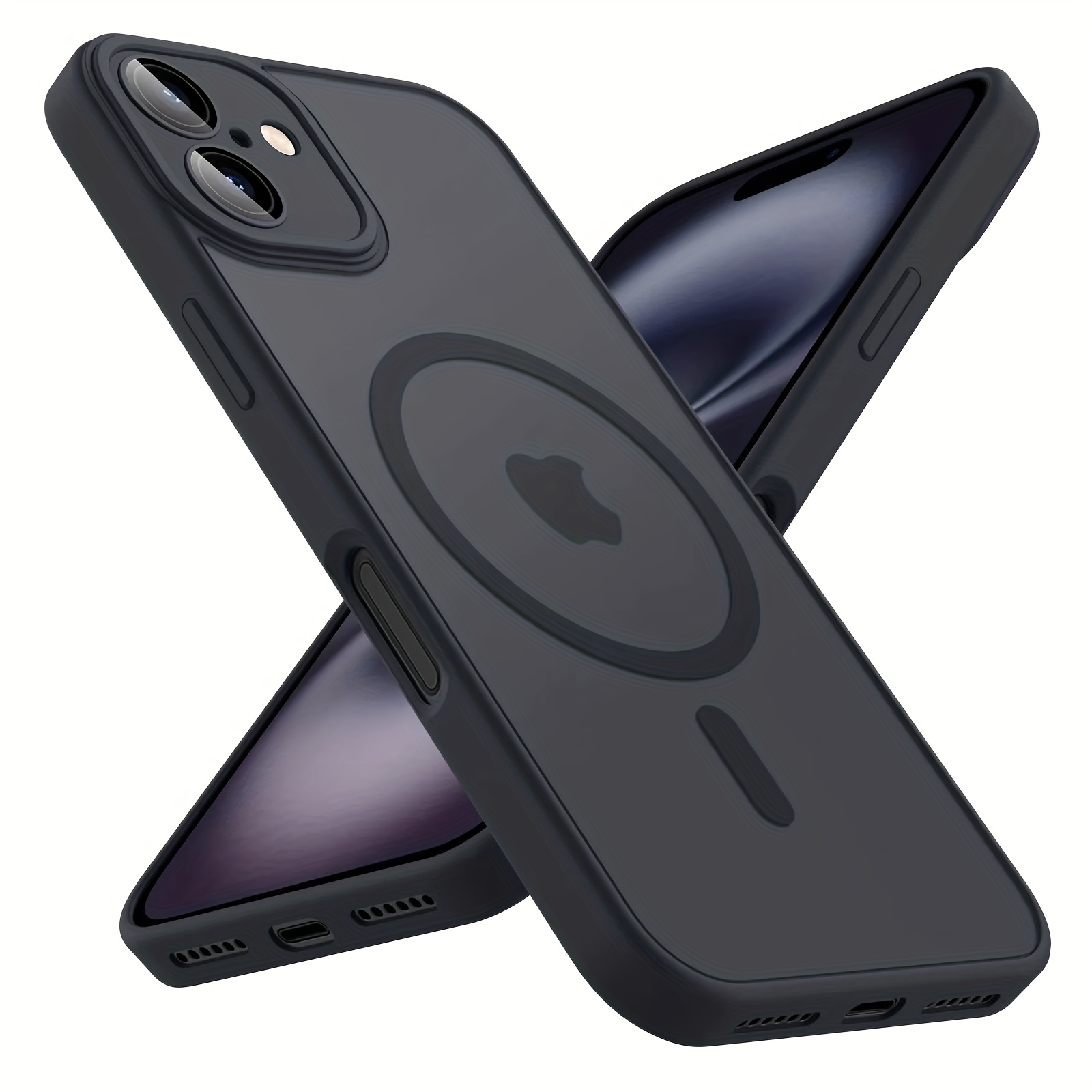 luxury translucent original case for iphone 17 air 15 16 14 13 11 12 pro   magnetic wireless charge lens protector matte cover