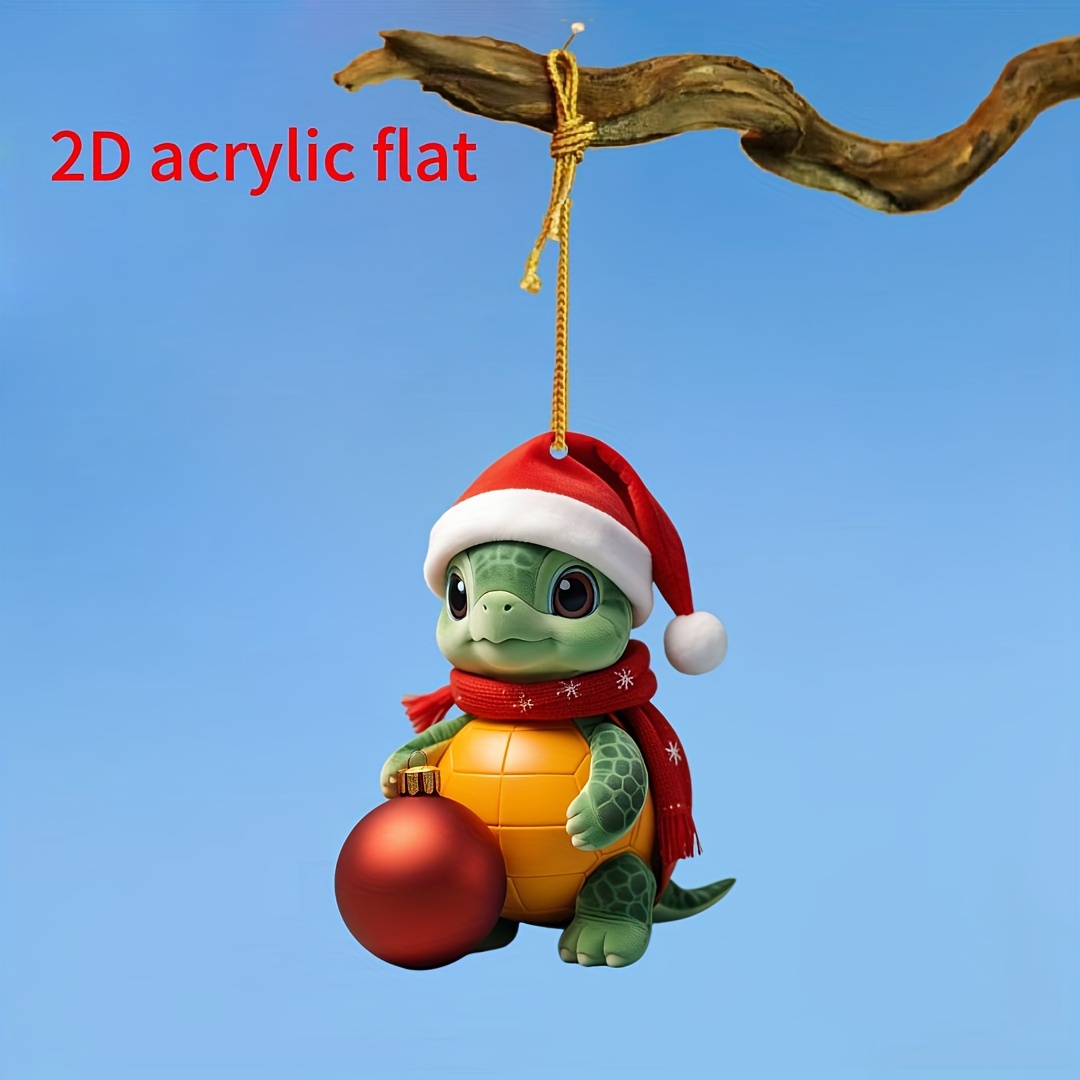 

In Christmas Hat & Scarf Acrylic Pendant - For Car Mirror, Backpack, Or Tree Decor - Gift