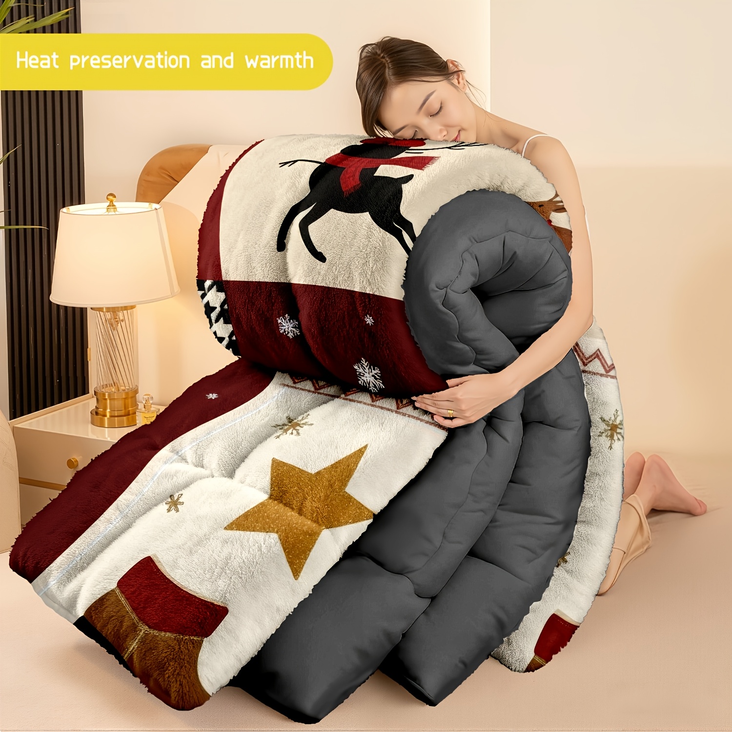 TEMU Set Of 3 (1 Duvet   2 Pillow Covers) Featuring A Christmas Design, Made From Flannel And Milk Velvet. And Warm Bedding Collection Is Perfect For