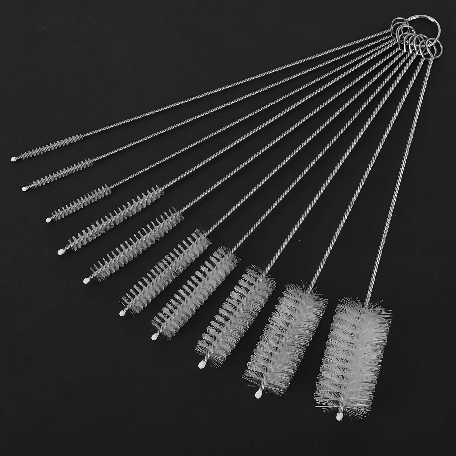 Straw Cleaning Brush Set, Stainless Steel Handle Straw Brush Set 10pcs, Extra Long Straw Brush Suitable for Glass Cups, Straw Cups, Water Bottles and Tubes (White)