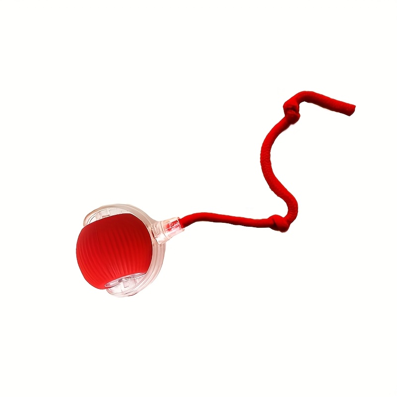 1pc Red Interactive Spherical Pet Toy With Tail And Vibration/glow Function Cat Ball - Usb Rechargeable Toy