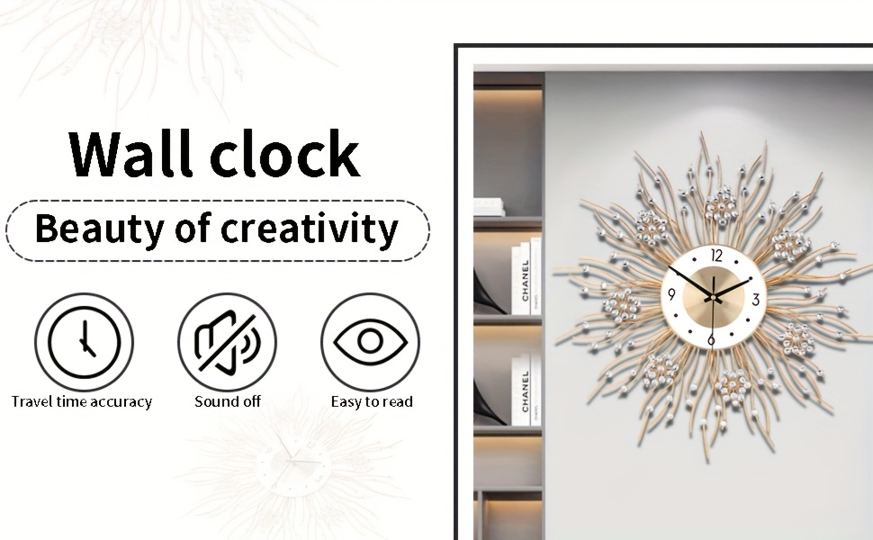 Silent Nordic Style Metal Wall Clock