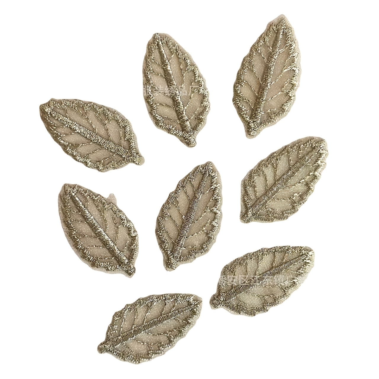8pcs Golden and Silvery Thread Golden Leaf Embroidery Patches