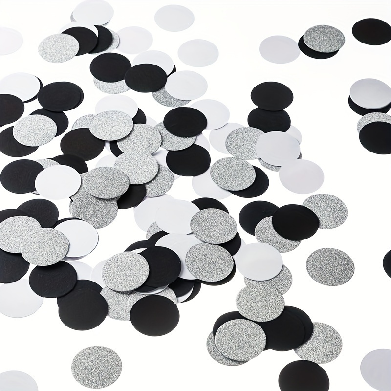 

120pcs, Sparkling Silver, Black And White, With Dots And Colorful Paper Scraps, For Weddings, Bridal Showers, Birthday Parties, Retirement, Anniversary Parties, Halloween Table Decoration Confetti