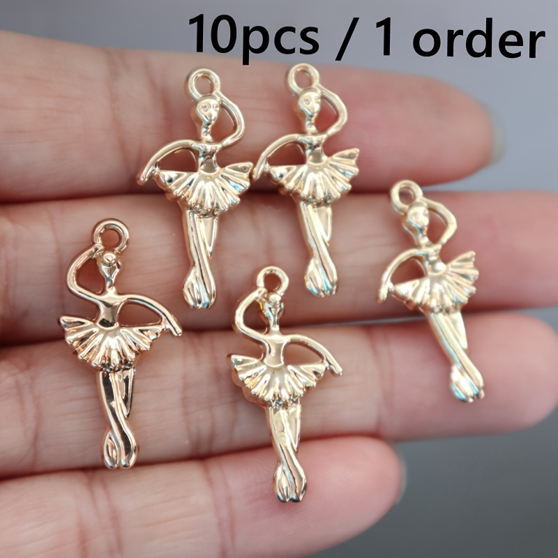 Image of 10pcs Elegant 3d Ballet Alloy Pendant, Cute Trendy Shining Metal Charms, Necklace Bracelets Earrings Jewelry Additions, Shoes Clothing Bag Box Luggage Decorations