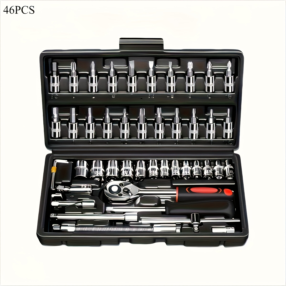 TEMU Kit d'outils de réparation automobile multifonctionnel noir, 1 ensemble d'outils d'entretien de moto avec boîte de rangement en plastique,