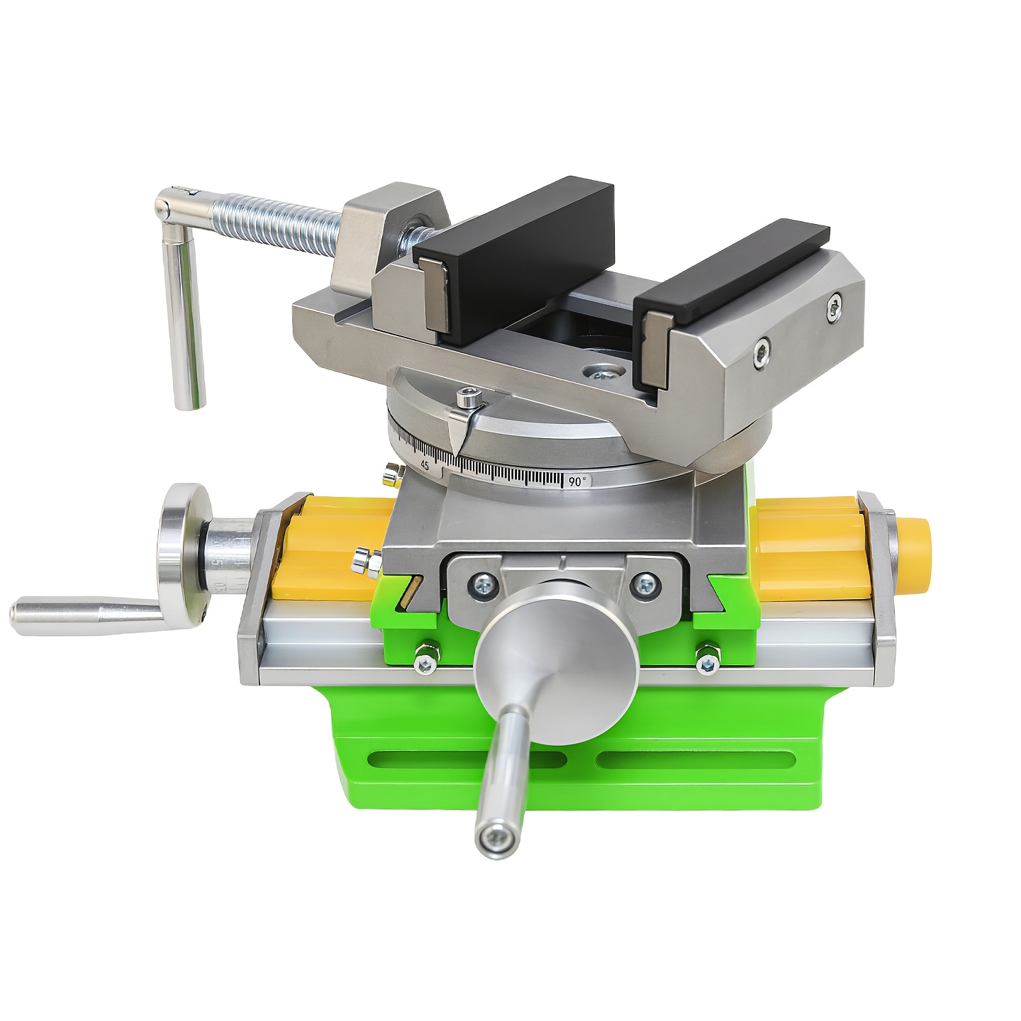étau détabli robuste à glissière croisée rotative à 90° avec étau de table de travail composé - / glissière, base pivotante et matériel de montage pour perceuse, fraiseuse, travail et du métal (ouverture de mâchoire, spécifications de course indiquées) Détails du produit 1