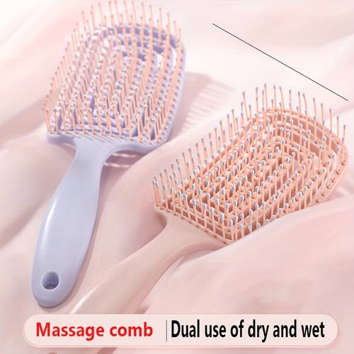 ergonomic curved rib comb wide tooth knotting and styling brush suitable for all hair types scalp massage fluffy and plump