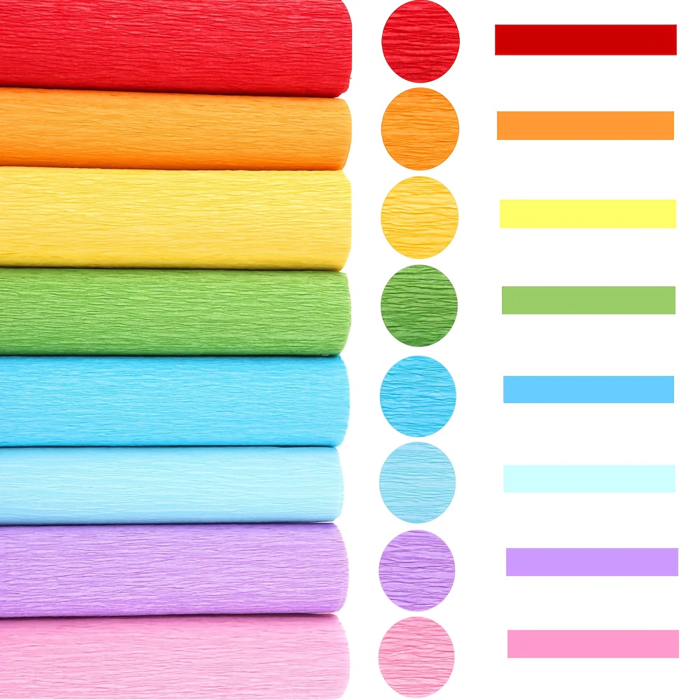Image of 8 Colors Crepe Paper Rolls, Crepe Paper Flower Diy Kits, 20pcs Green Floral Iron Wire And Tape, For Birthday Parties Weddings Valentine's Day And Mother's Day Decoration