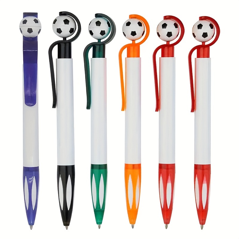 

6-pack Soccer Ball Gel Ink Rollerball Pens, Retractable 1.0mm Fine Point Black Ink Pens With Soft Grip For School Office Supplies.