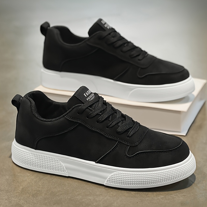 mens black casual sneakers breathable thick pvc sole lace up   for everyday sporty wear   footwear classic   style comfortable fabric insole Product details 3