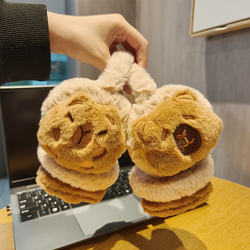 

Cozy Cartoon Capybara Plush Earmuffs - Cute, Warm & For Winter Cycling | Hand-washable Polyester