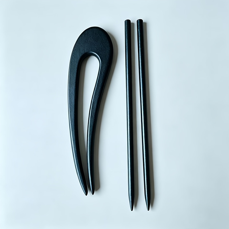 TEMU 3pcs 2 Styles Of Exquisite Black Hair Clips - Handcrafted Tree Hair Additions By , Suitable For Daily Use And Wedding Occasions, With Design And