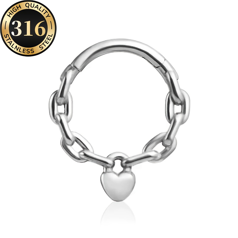 Image of 1pc Hypretty Steel Nose Ring Piercing Jewelry - Nose Piercing For , 316 Steel Nose Ring For Daily Wear, Piercing Accessory Gift, Comfortable Nose Piercing Jewelry