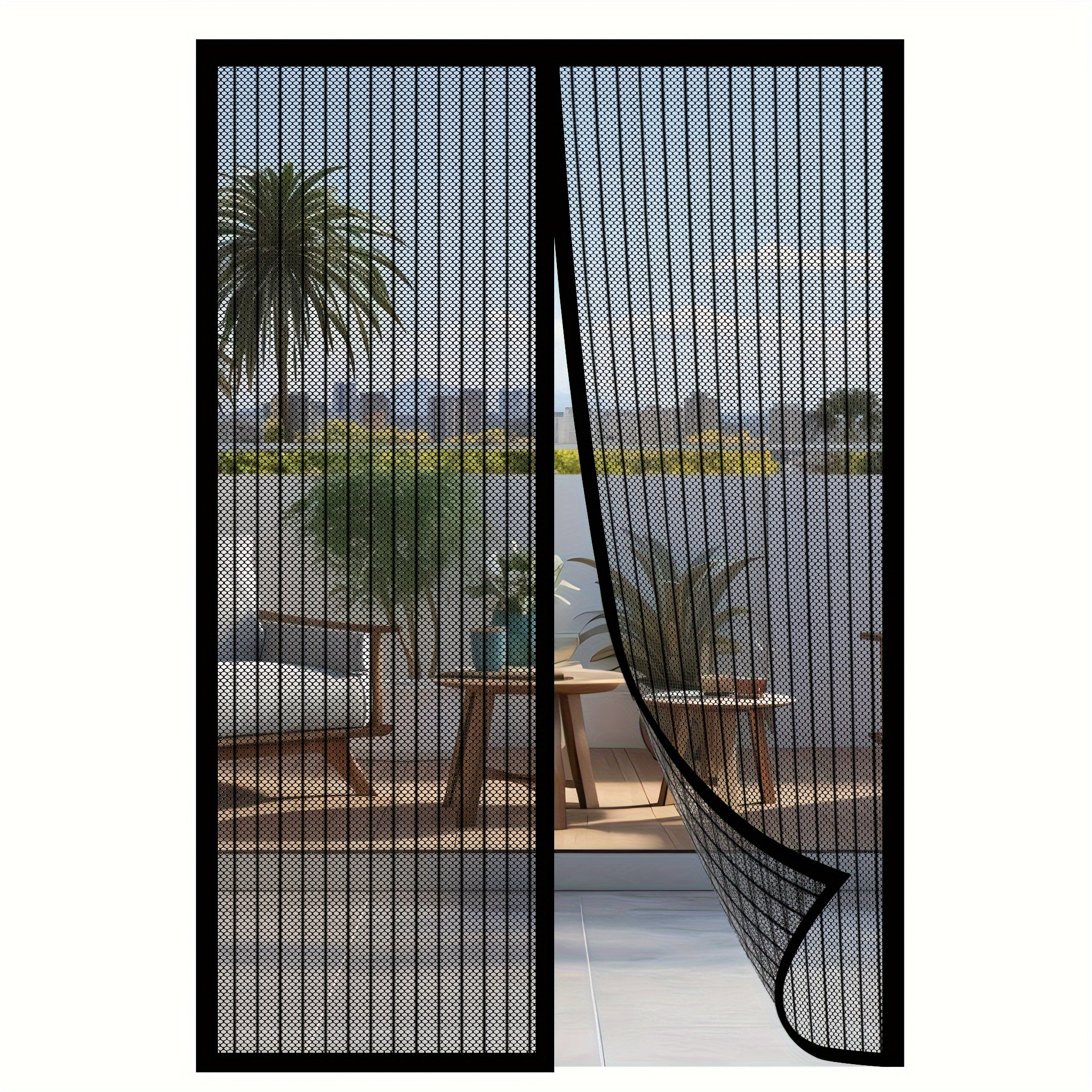 

Heavy Duty Magnetic Screen Door Curtain - Self-sealing, , Pet And Mesh Partition For Various Room Types - With Hook, Durable Polyester Twill Fabric, Classic Fashion Style