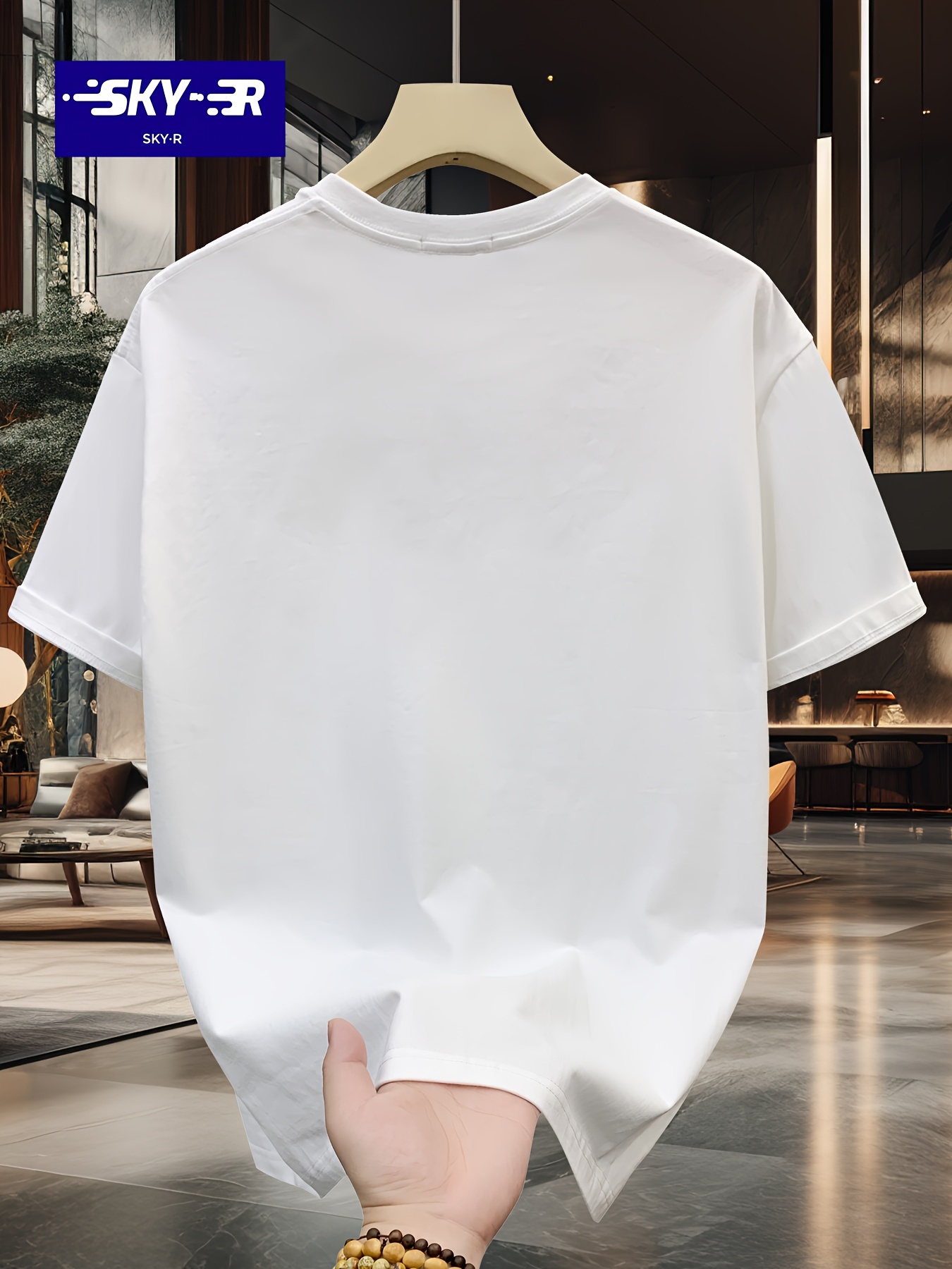 SKY?R Brand Cartoon Print Casual Summer Crew Neck Short Sleeve Drop Shoulder Loose Fit Cotton T-Shirt