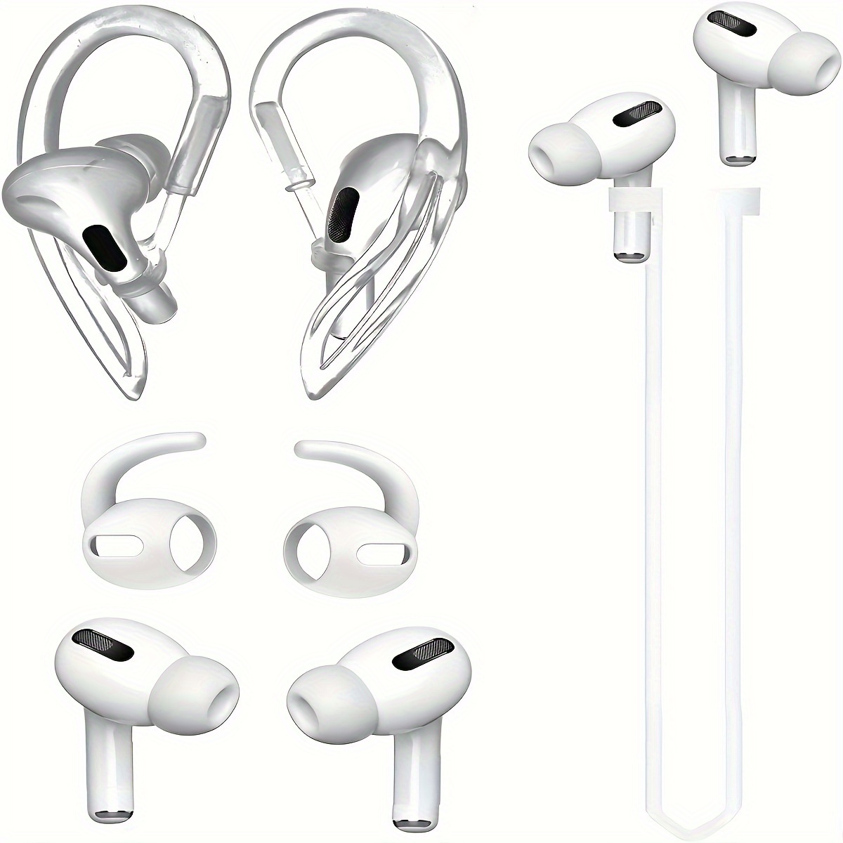 

Earbud Holder, Sport Ear Hook Compatible With Air Pods Pro + Air Pods Pro Earbuds Ear Hooks Cover + Strap Compatible With Air Pods Pro [3 In 1]