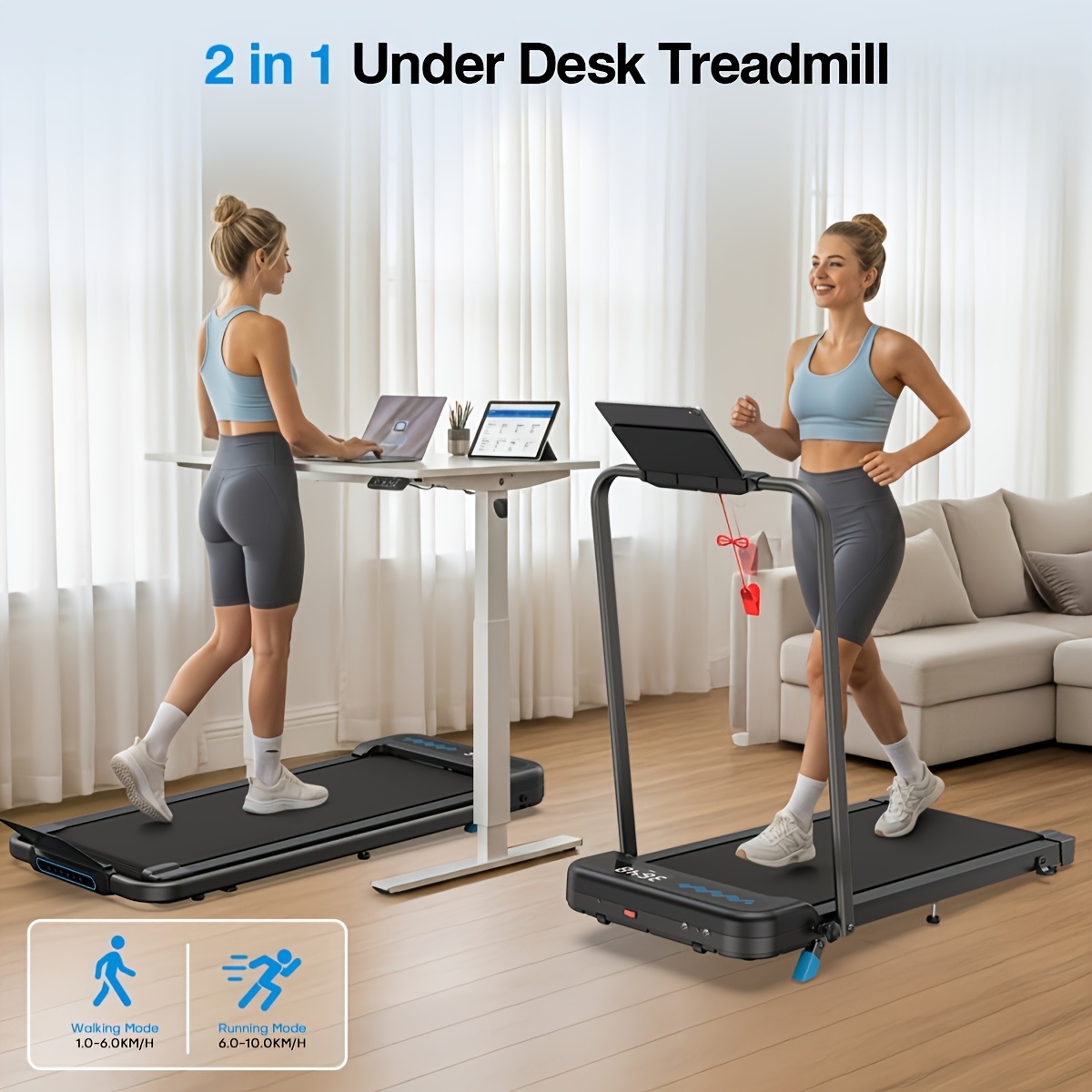 TEMU A Versatile 3-in-1 Folding Treadmill Designed For Walking, Featuring A 10% Incline, A Weight Capacity Of 145kg, And Speed Settings From 1.0 To