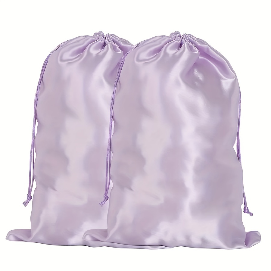 

2pcs Satin Drawstring Bags, Polyester Dustproof Storage Pouch, Breathable & Soft Pouches For Wigs And Bundles