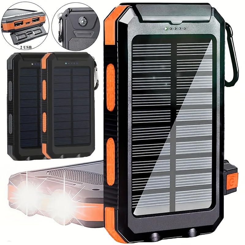 2025 super 30000mah usb portable charger solar power bank for cell phone solar mobile power portable charger for all devices long lasting travel camping led flashlight compass and hiking for festival details 0
